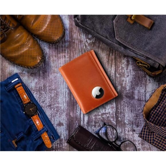 RFID Blocking Mens Wallet With Airtag Holder - Trifold with 9 Credit Card Slots - Picture 2 of 8